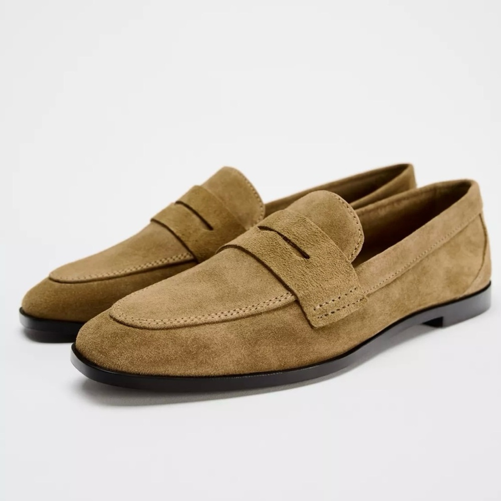Zara Suede Penny Loafers